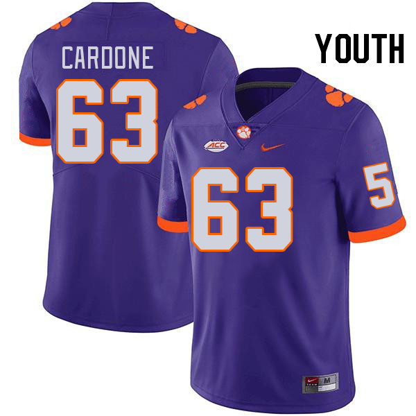 Youth #63 Dominic Cardone Clemson Tigers College Football Jerseys Stitched-Purple